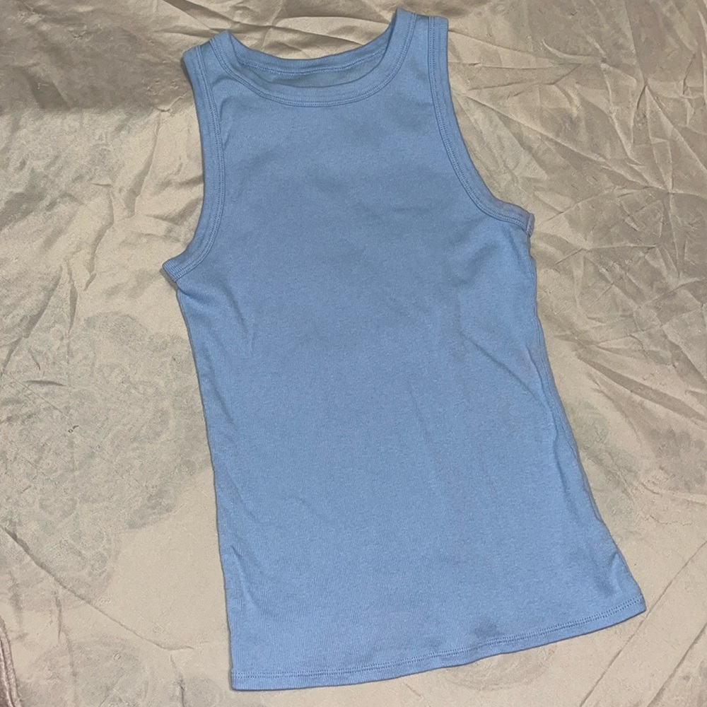 High neck blue tank top size medium